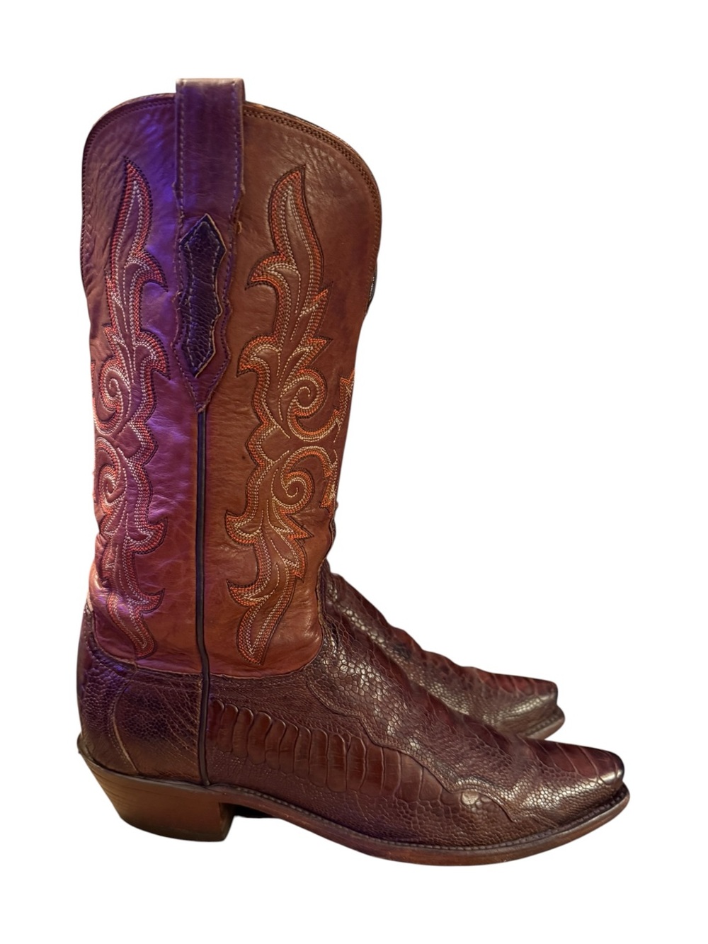 Lucchese 1883 Women's Ostrich Leg Cowboy Boots N4064 54 Brown Size 9B Exotic - Picture 3 of 15